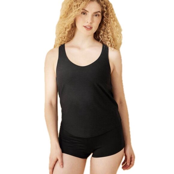 Kona Sol Women's Peek A Boo Tie Back Built In Padded Tankini Swim Top S - Picture 1 of 7